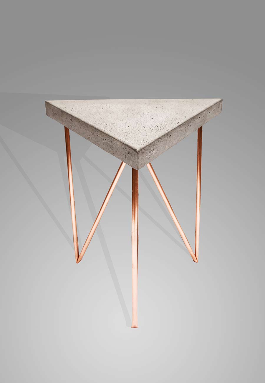 Concrete Copper Table Vincent Buret, Triangle Lamp Table